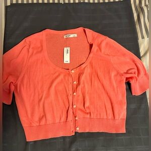 Coral colored cardigan